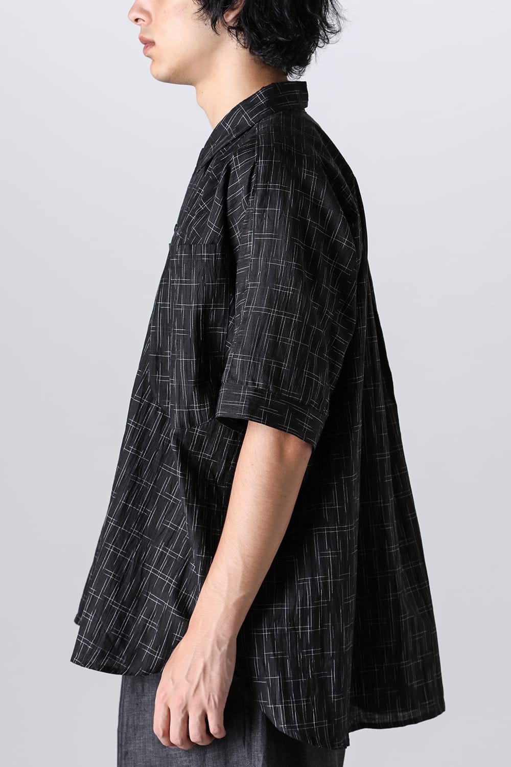 SHORT SLEEVE SHIRT	Fine Kasuri Shirting BLACK