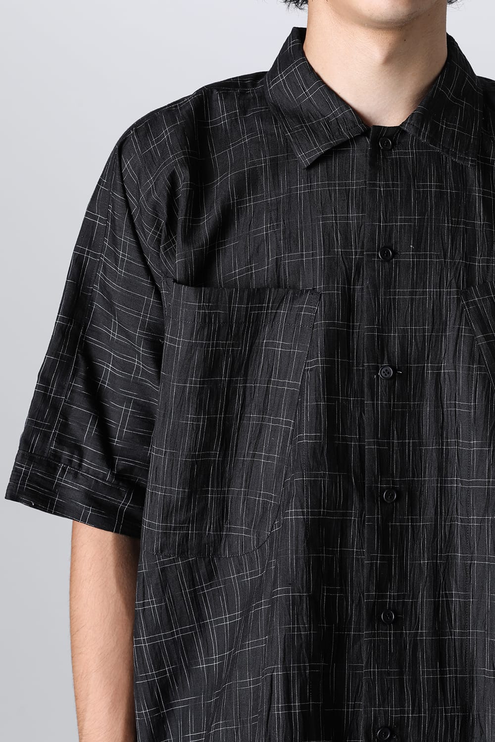 SHORT SLEEVE SHIRT	Fine Kasuri Shirting BLACK