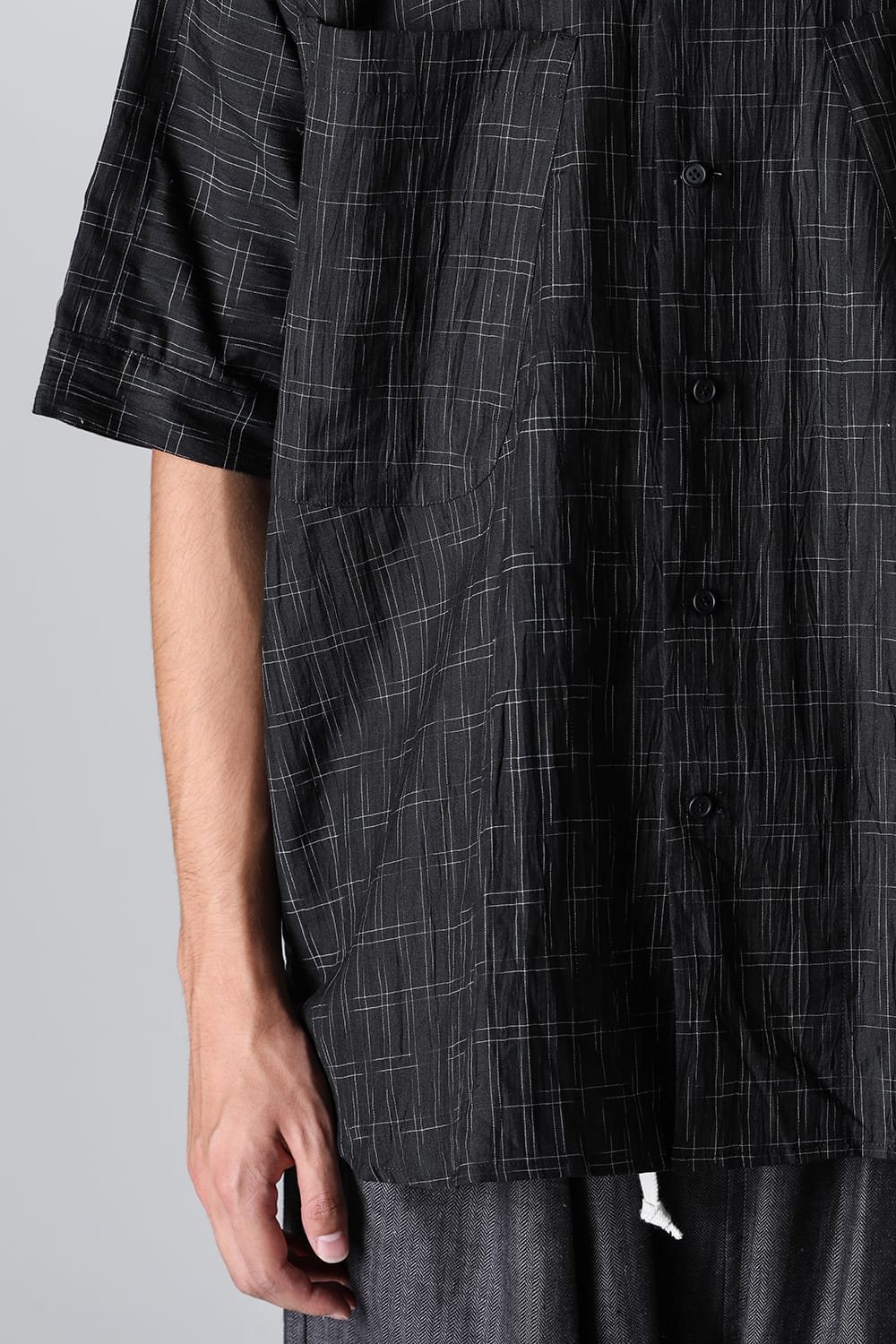 SHORT SLEEVE SHIRT	Fine Kasuri Shirting BLACK