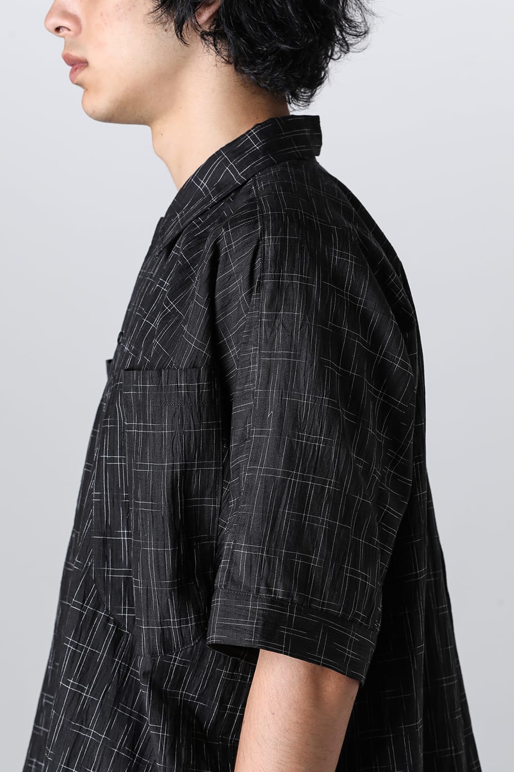 SHORT SLEEVE SHIRT	Fine Kasuri Shirting BLACK