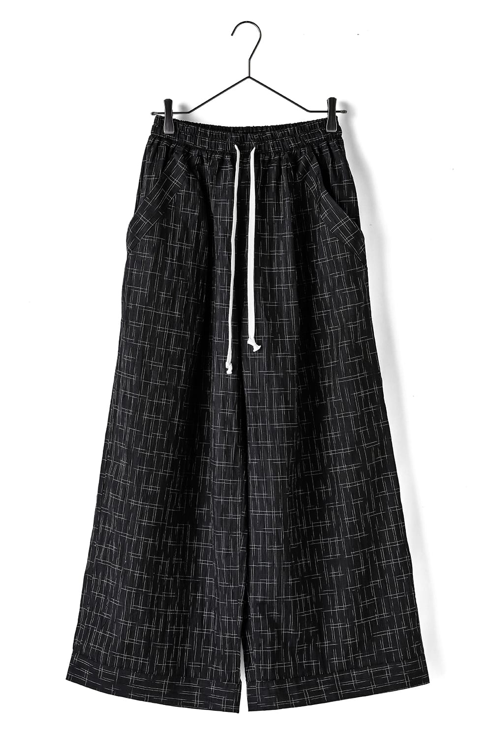 WIDE PANTS Fine Kasuri Shirting BLACK