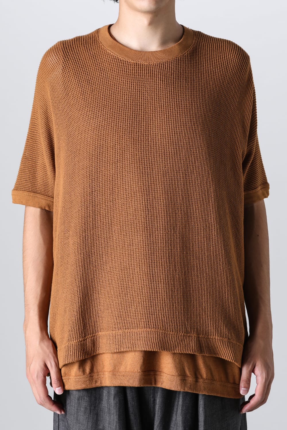 BACIC MESH TEE Cotton Mesh COPPER BROWN