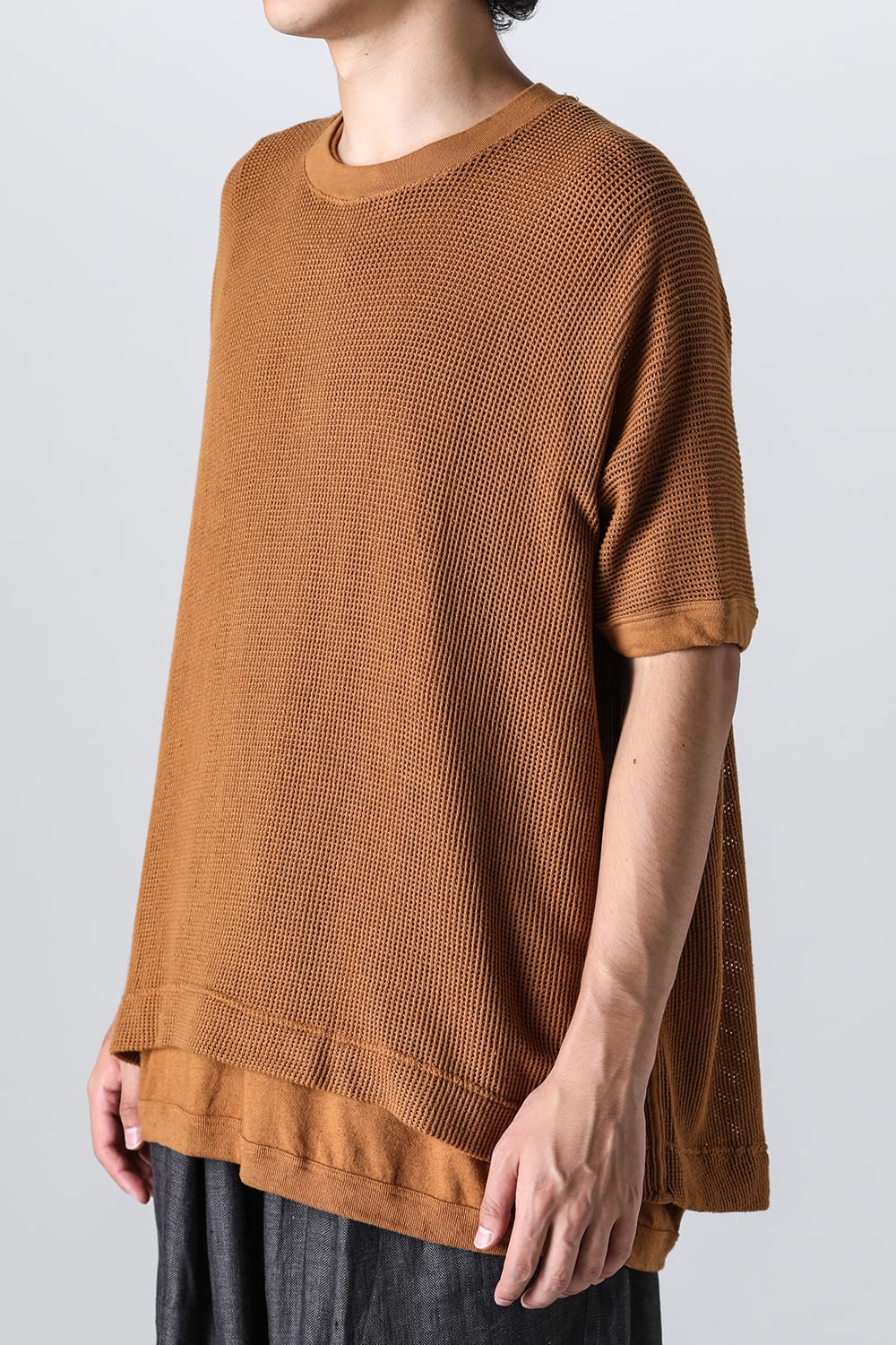 BACIC MESH TEE Cotton Mesh COPPER BROWN