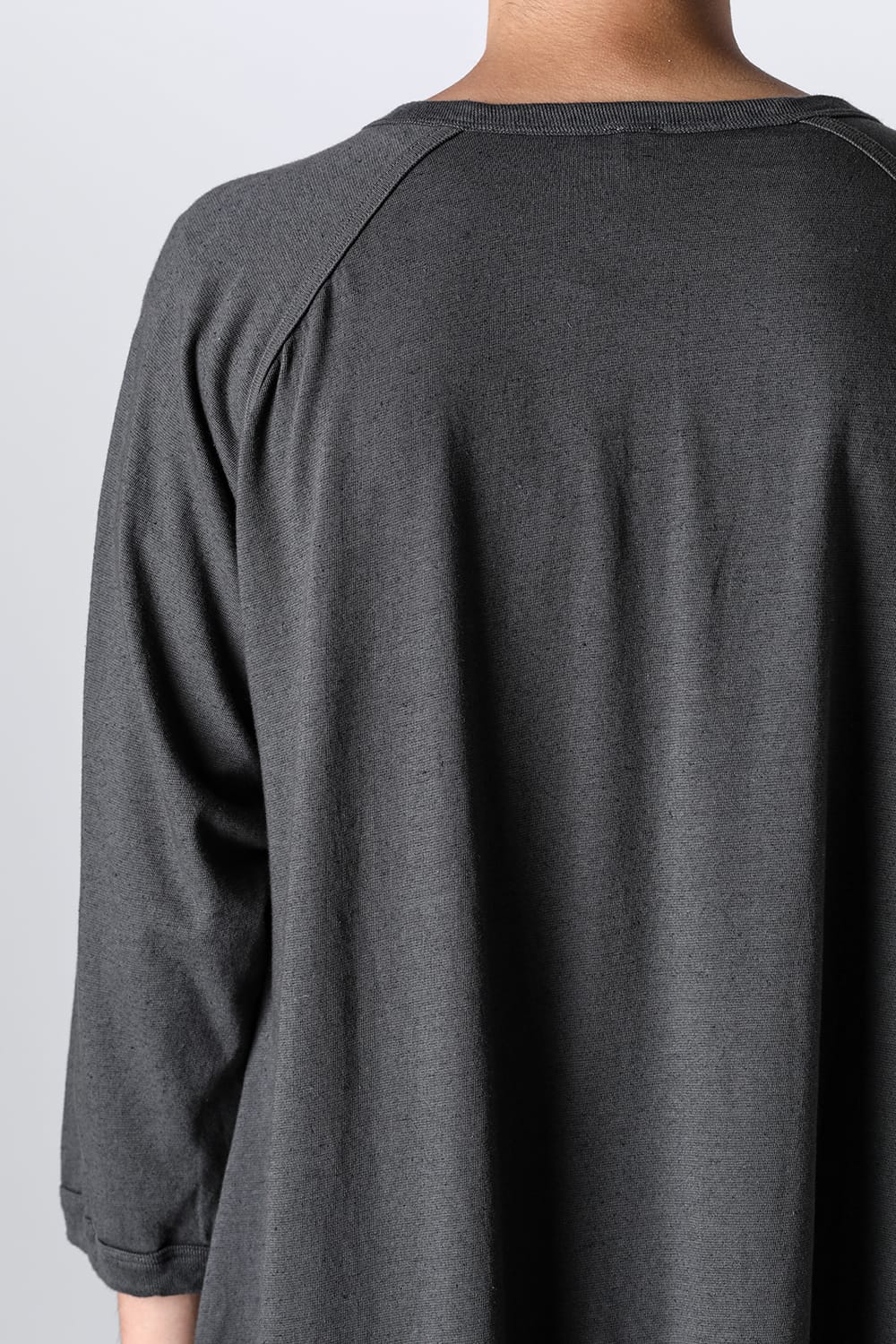 3/4SLEEVE HENLEY Cotton Hemp Jersey BLACK