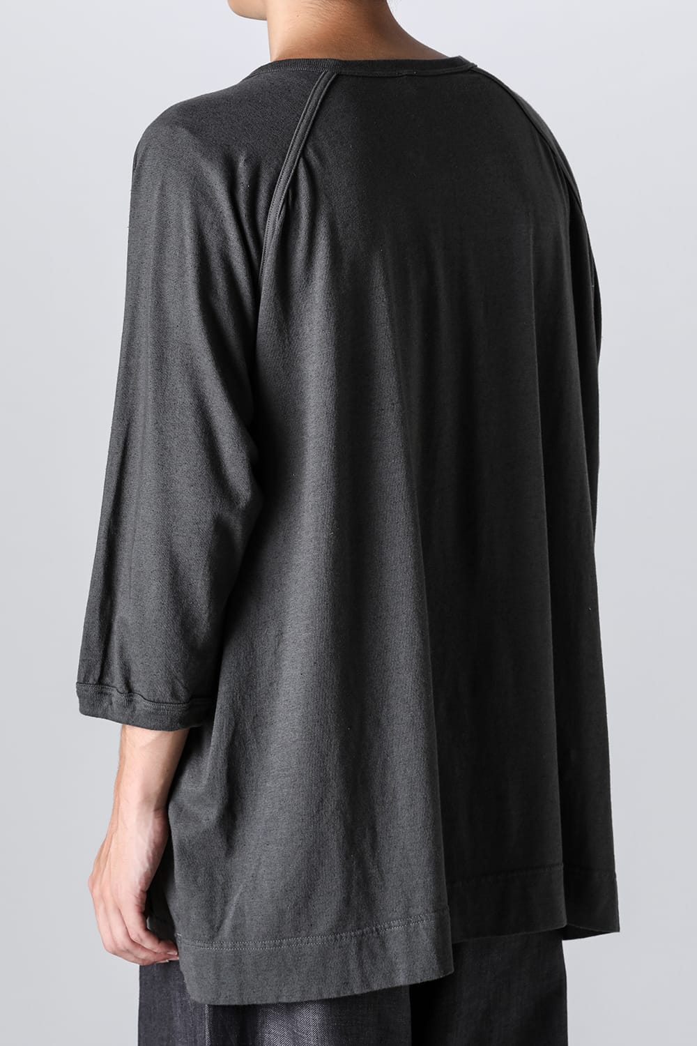 3/4SLEEVE HENLEY Cotton Hemp Jersey BLACK