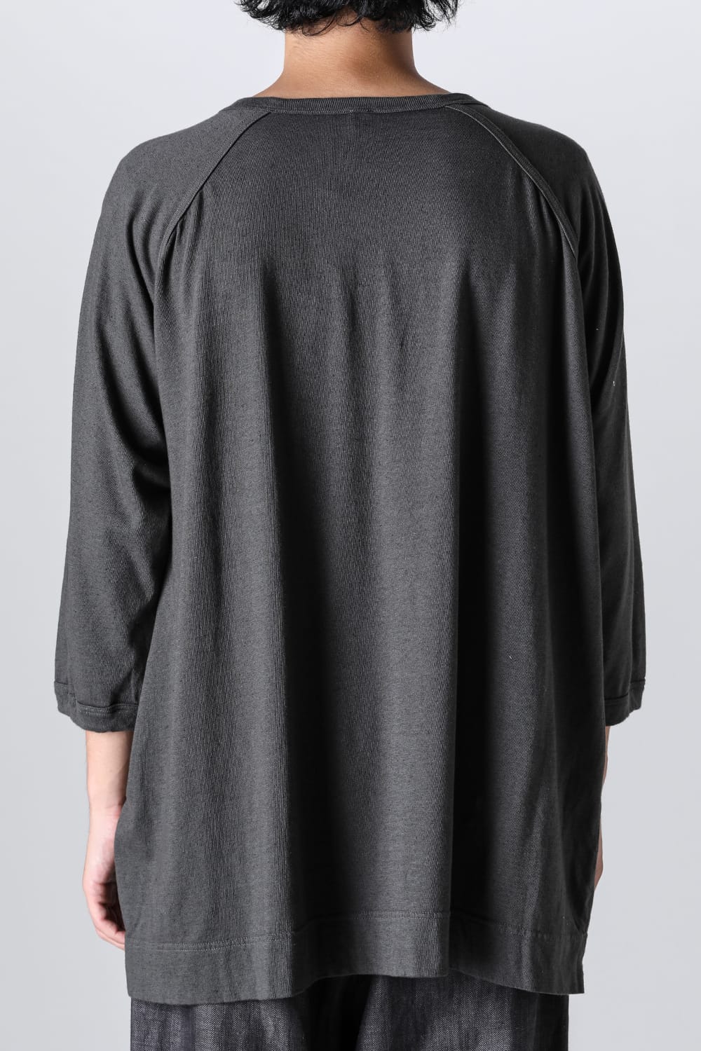 3/4SLEEVE HENLEY Cotton Hemp Jersey BLACK