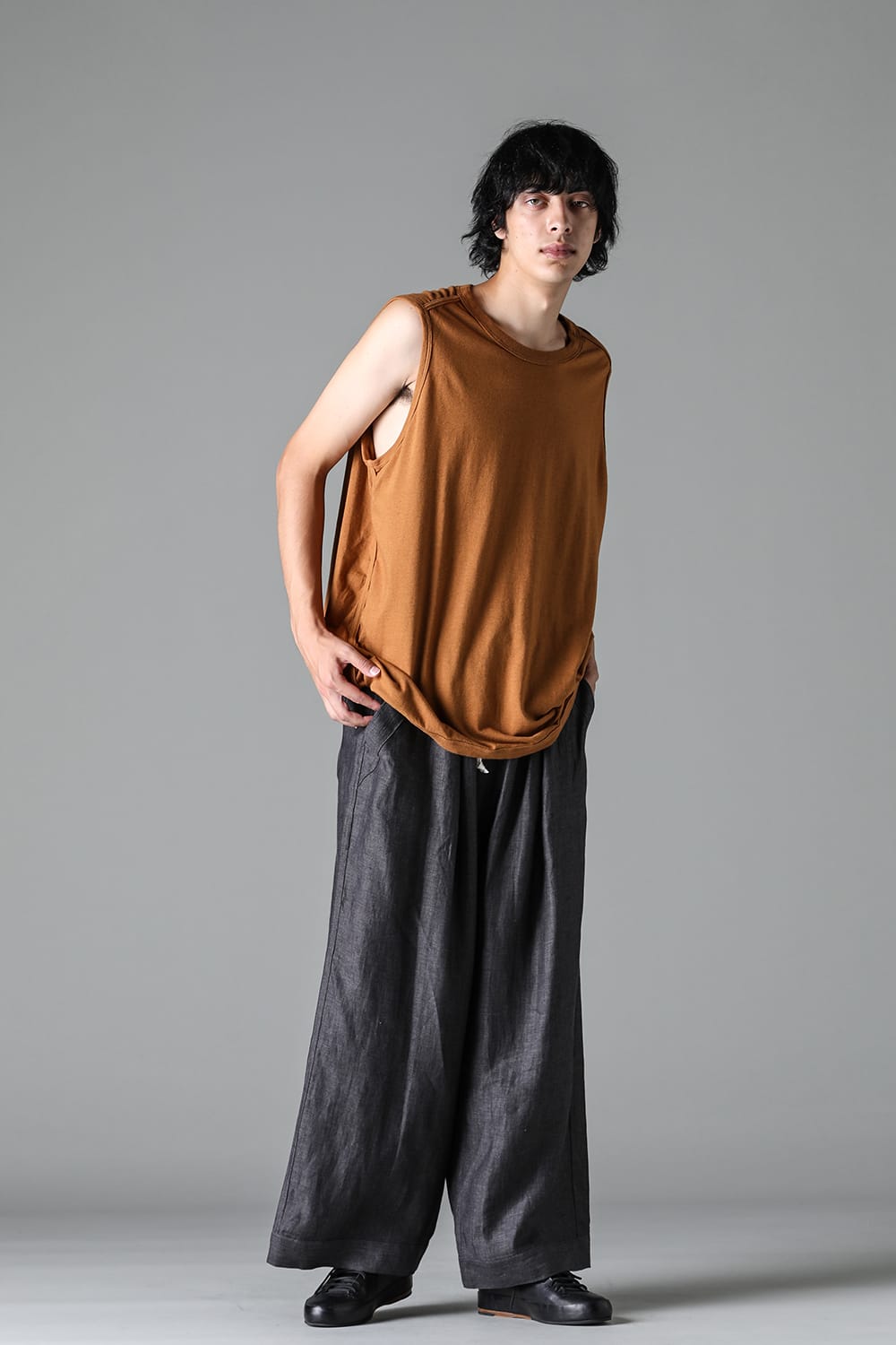 SLEEVELESS TEE Cotton Hemp Jersey COPPER BROWN