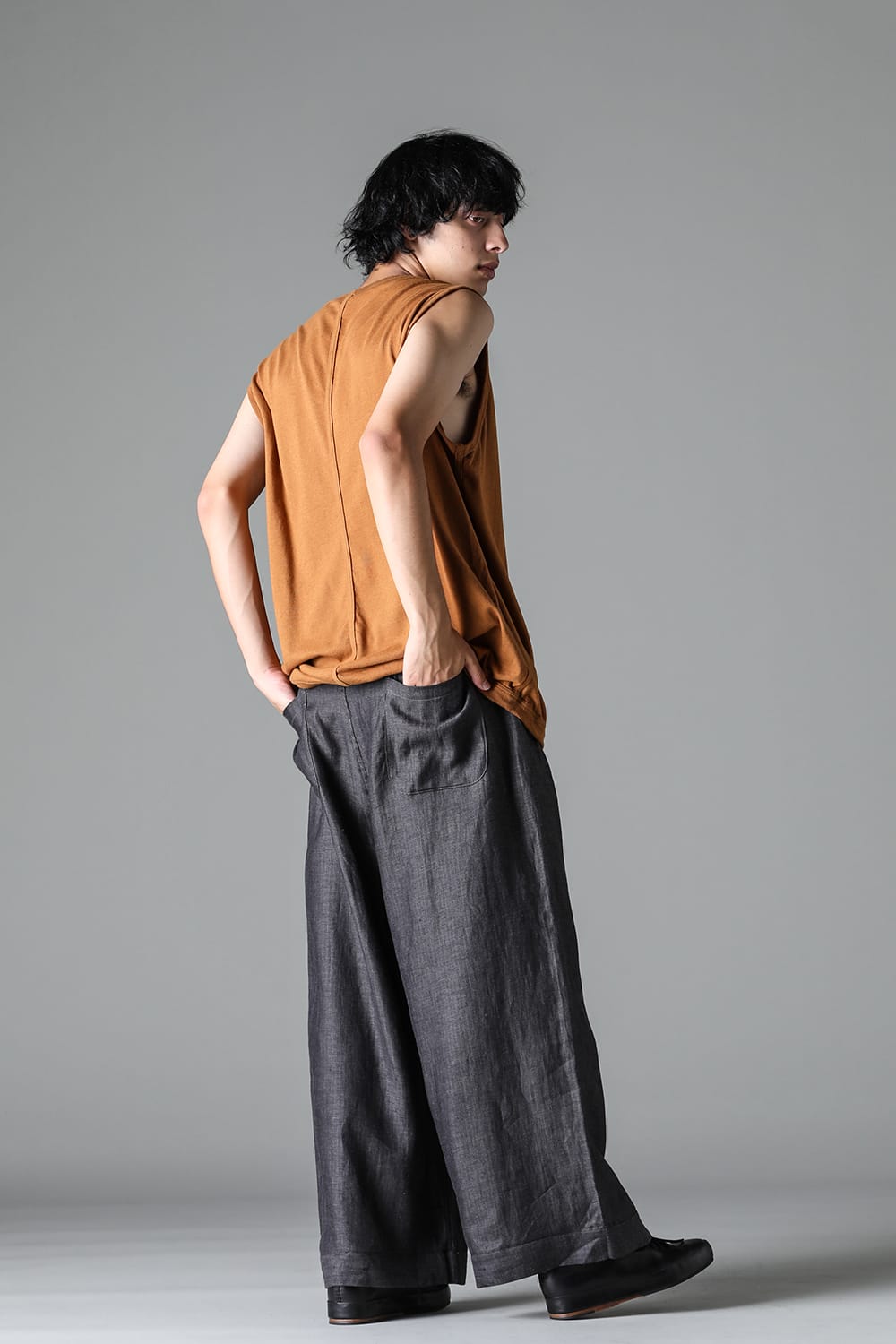 SLEEVELESS TEE Cotton Hemp Jersey COPPER BROWN