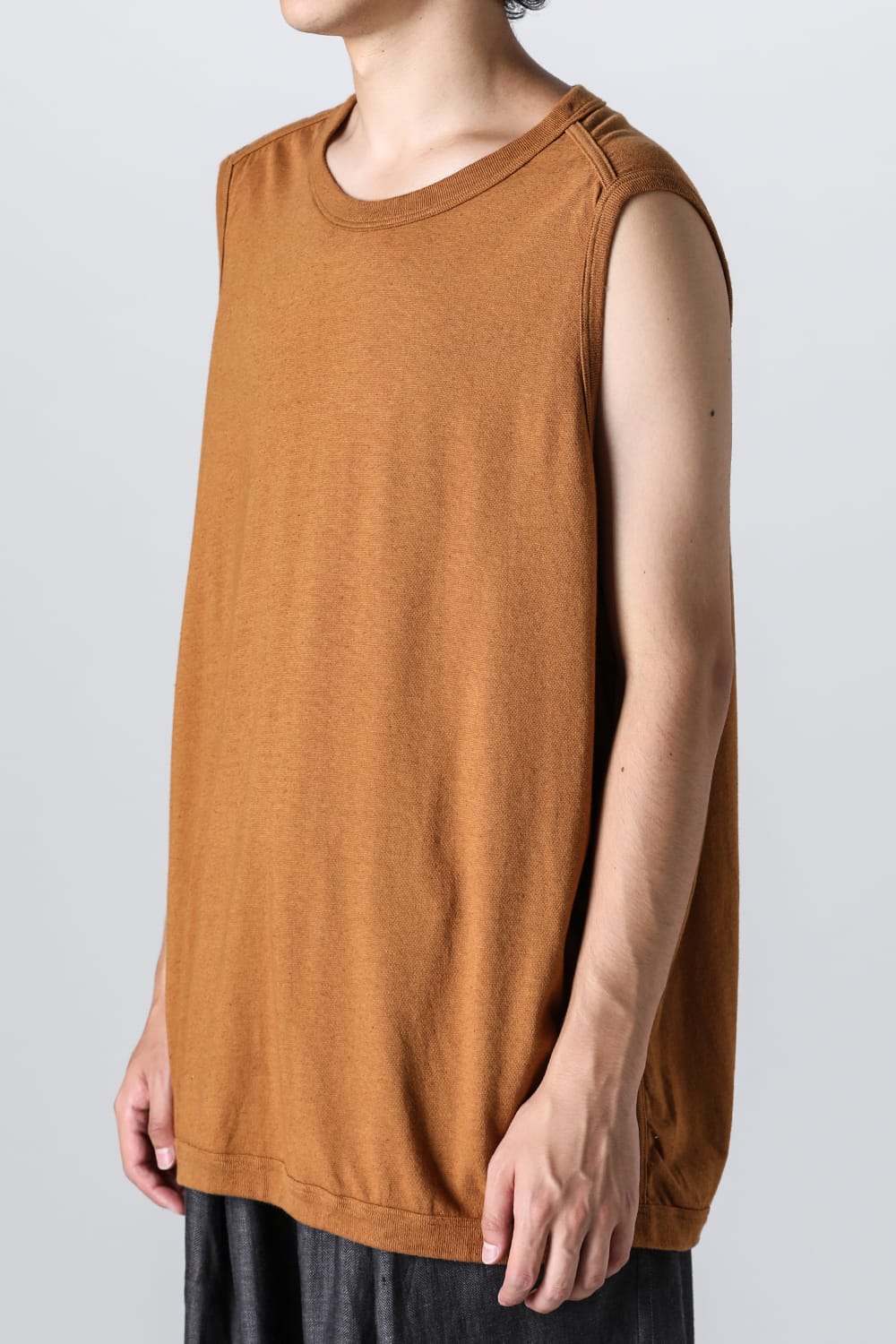 SLEEVELESS TEE Cotton Hemp Jersey COPPER BROWN