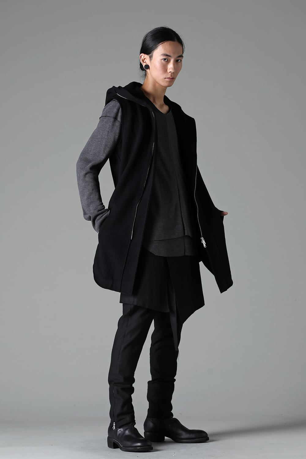 Convertible Rider-Sleeveless Coat Black