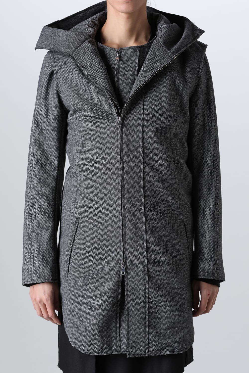 Convertible Rider-Sleeveless Coat Herringbone