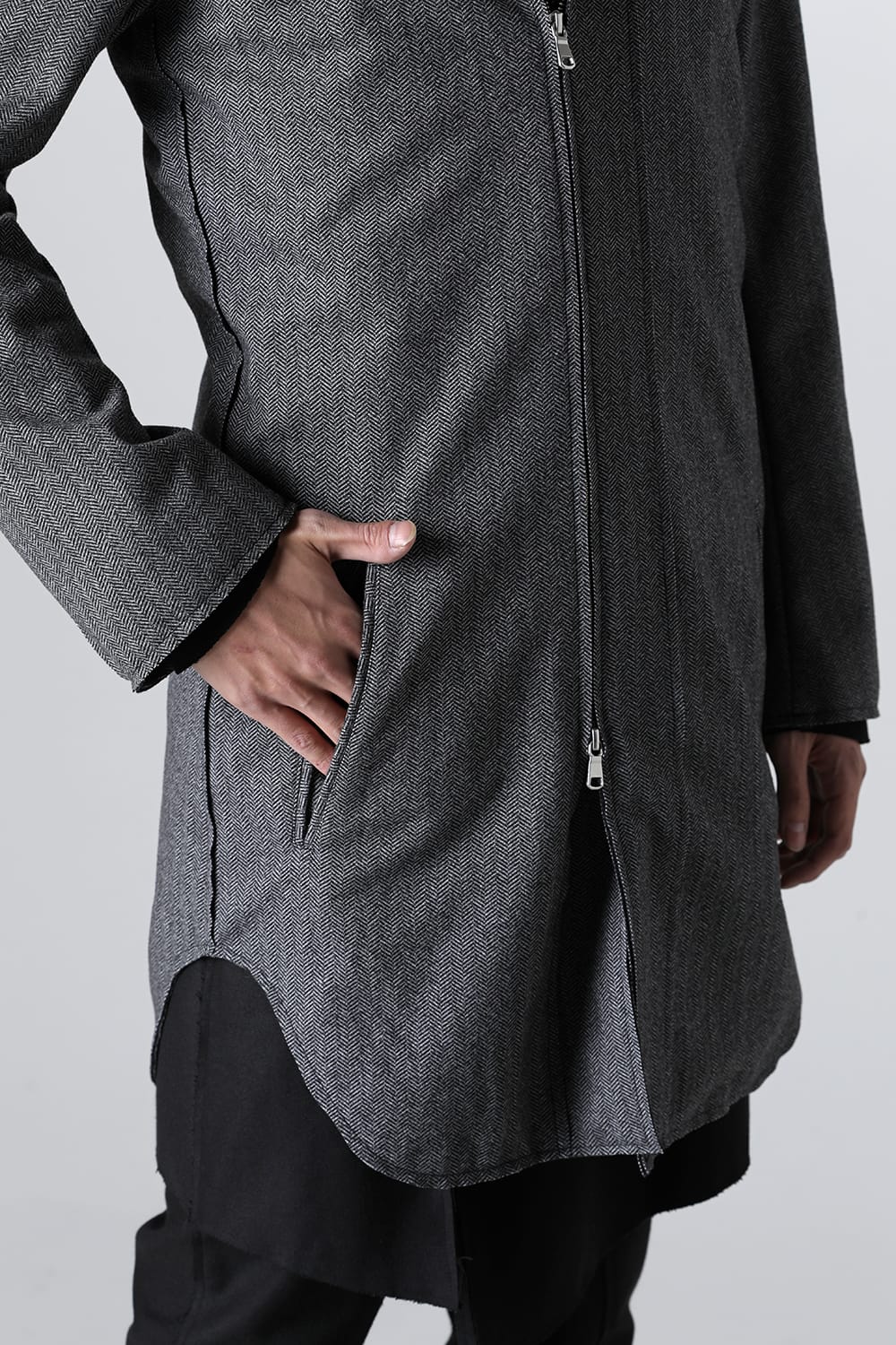 Convertible Rider-Sleeveless Coat Herringbone