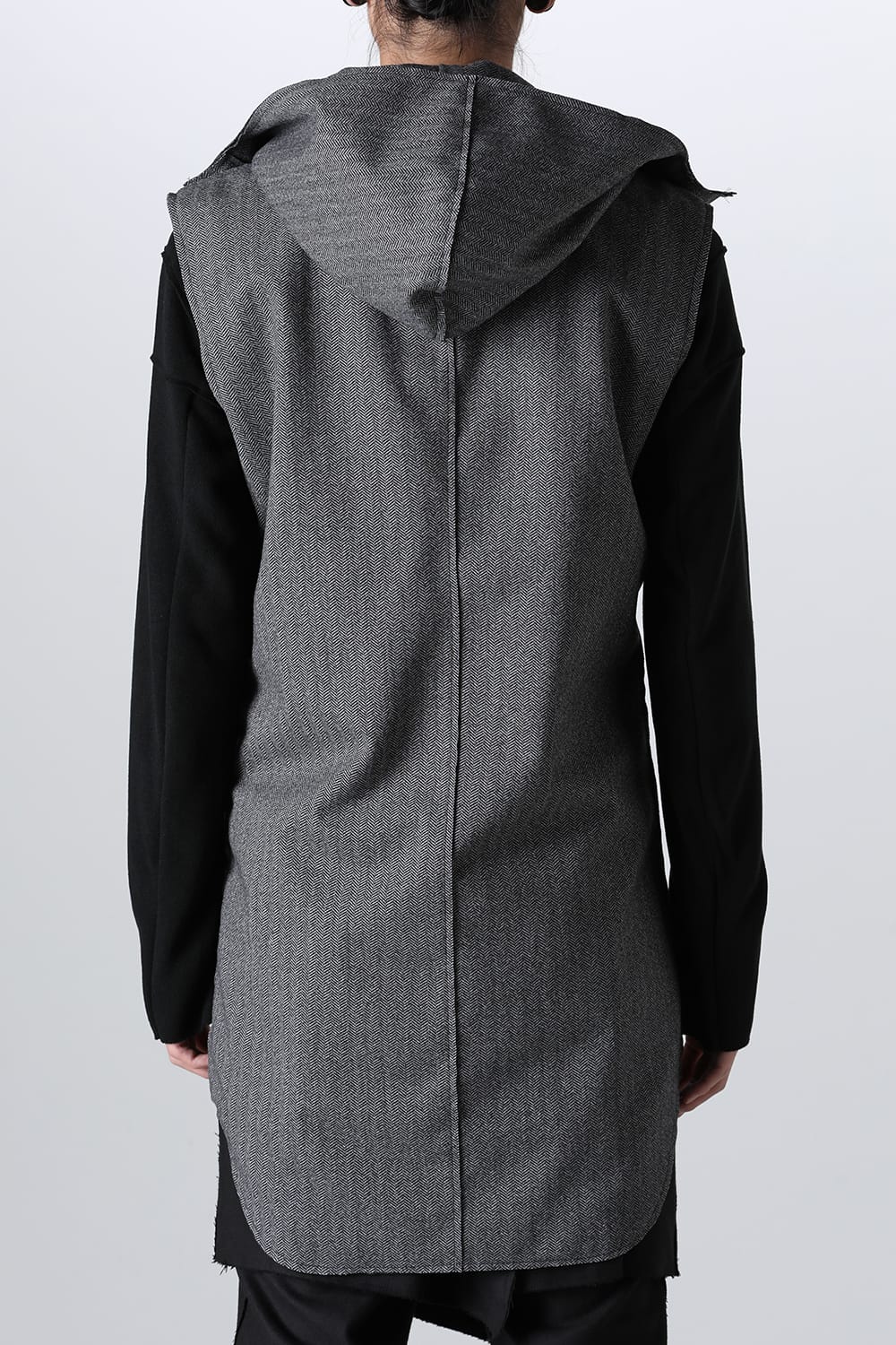 Convertible Rider-Sleeveless Coat Herringbone