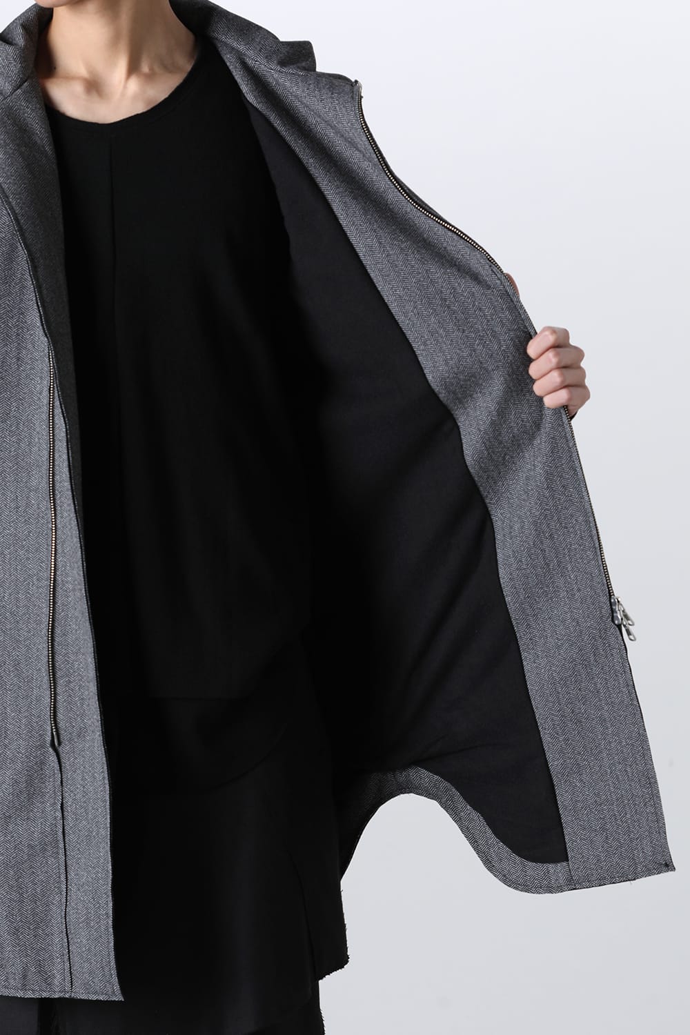 Convertible Rider-Sleeveless Coat Herringbone