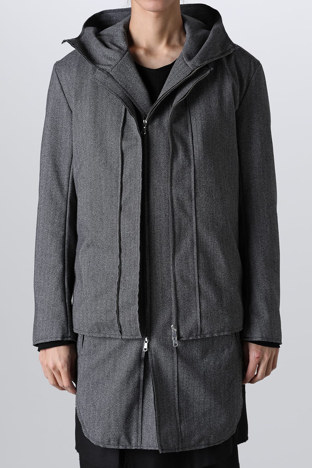 Convertible Rider-Sleeveless Coat Herringbone