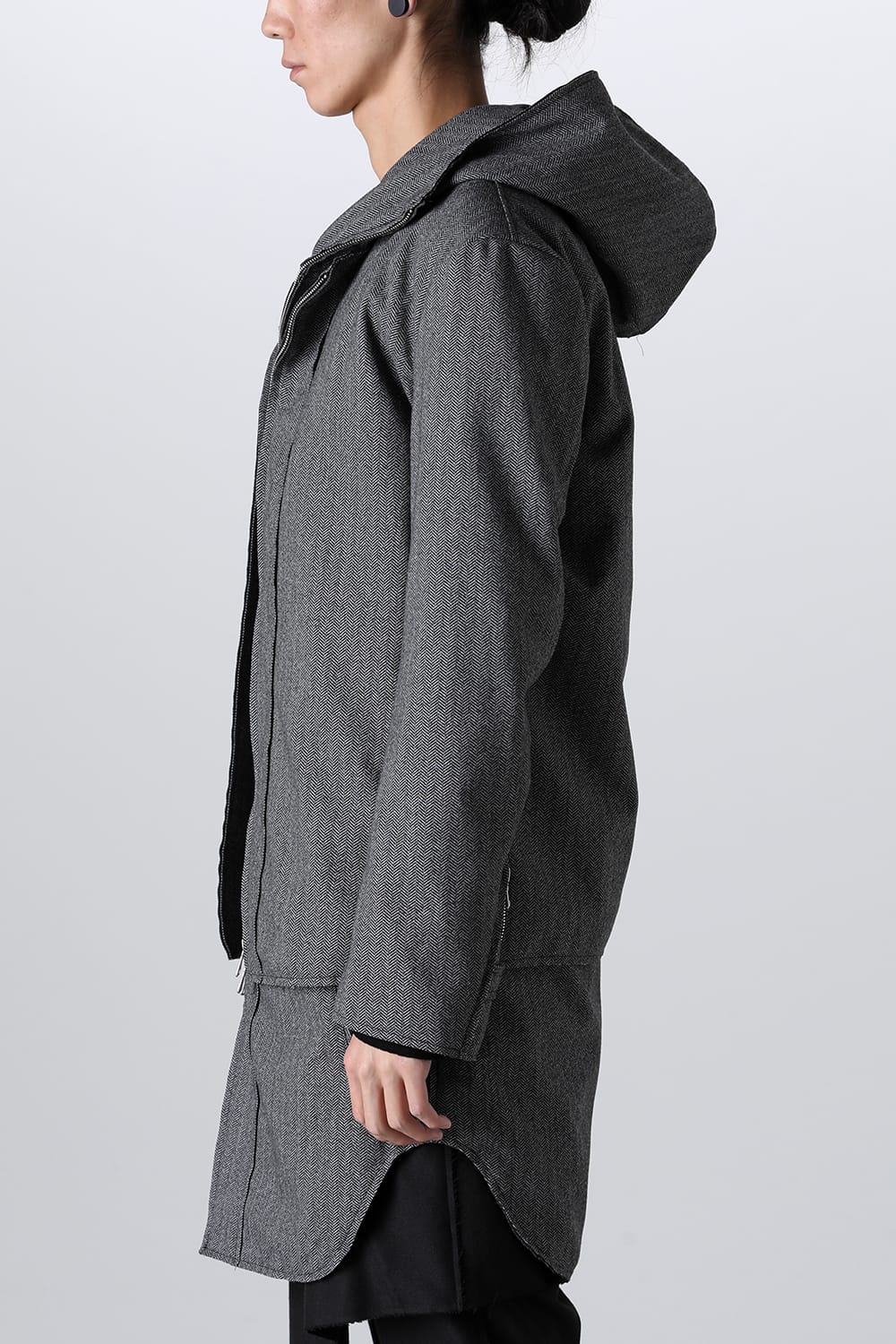 Convertible Rider-Sleeveless Coat Herringbone