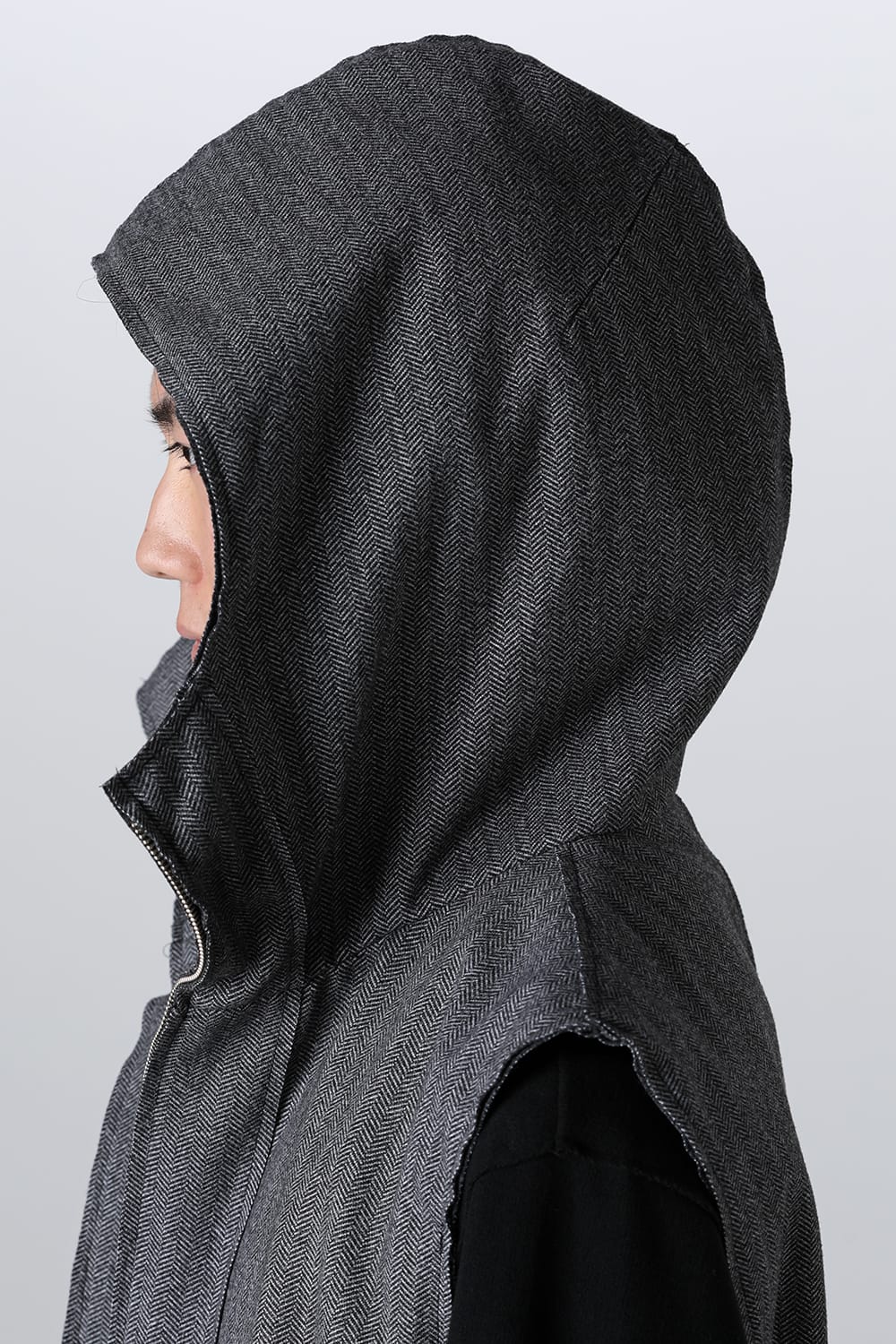 Convertible Rider-Sleeveless Coat Herringbone