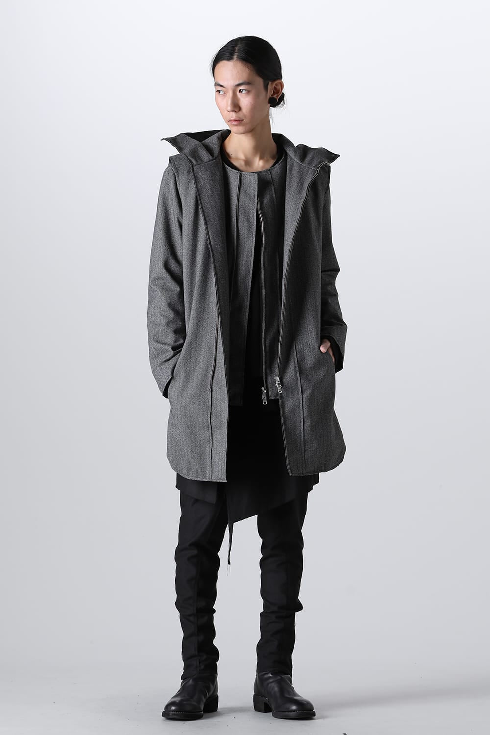 Convertible Rider-Sleeveless Coat Herringbone