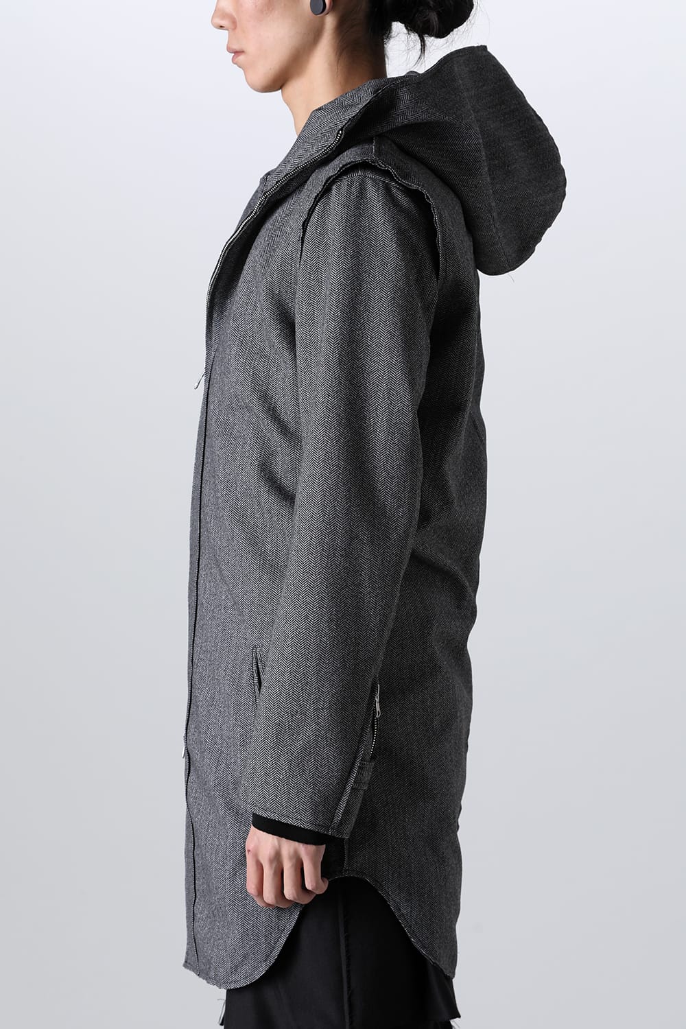 Convertible Rider-Sleeveless Coat Herringbone