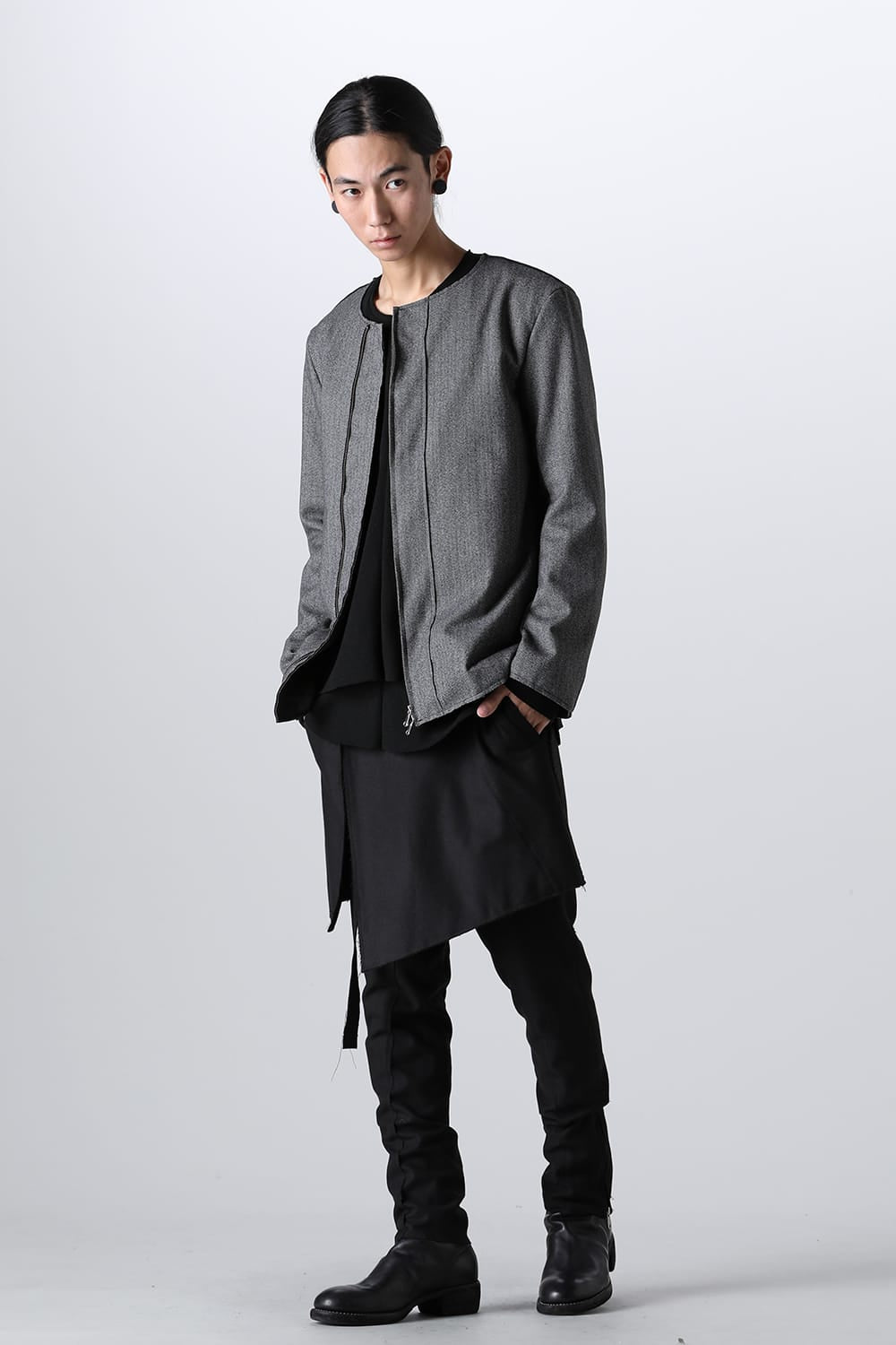 Convertible Rider-Sleeveless Coat Herringbone