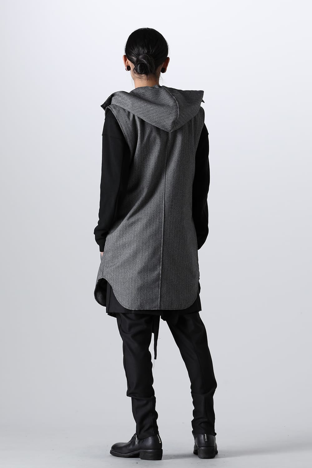 Convertible Rider-Sleeveless Coat Herringbone