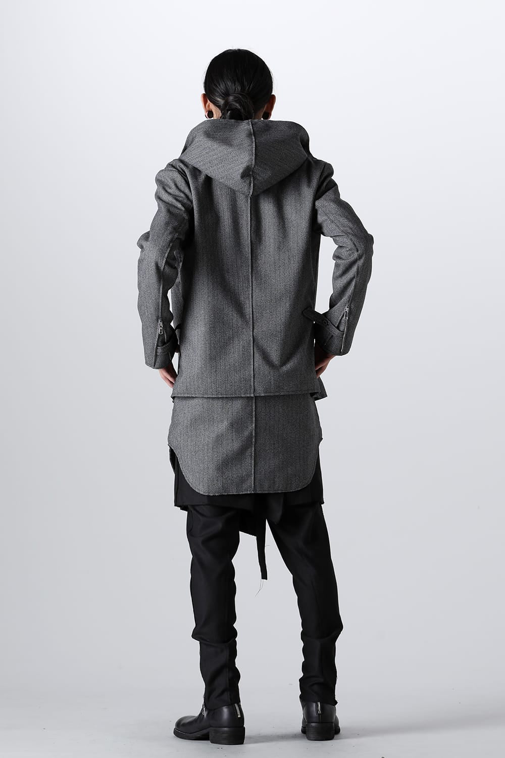 Convertible Rider-Sleeveless Coat Herringbone