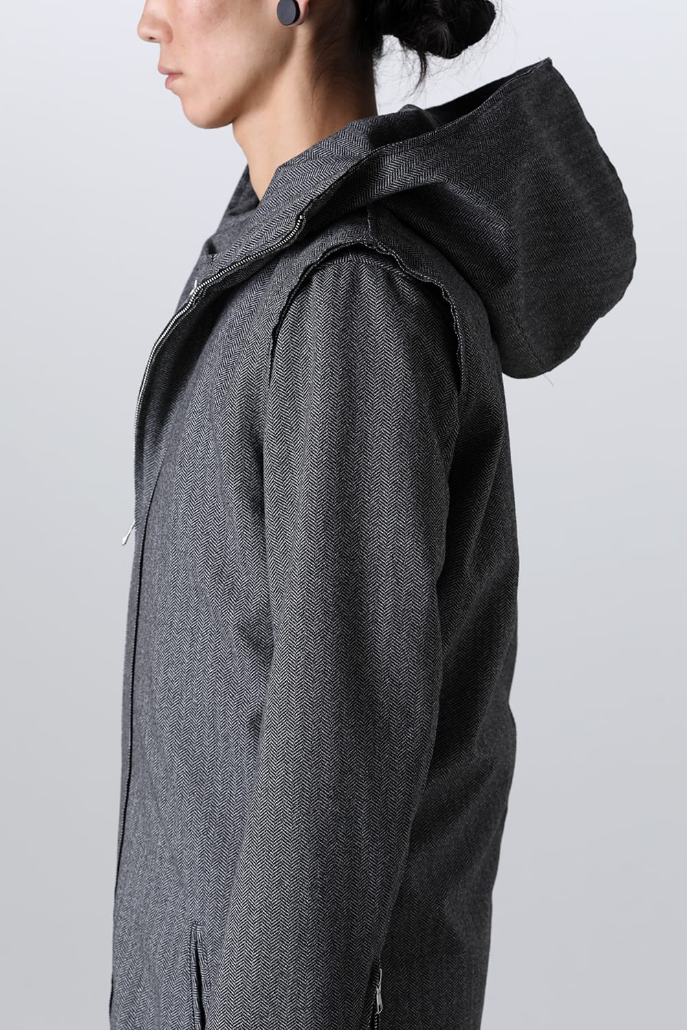 Convertible Rider-Sleeveless Coat Herringbone