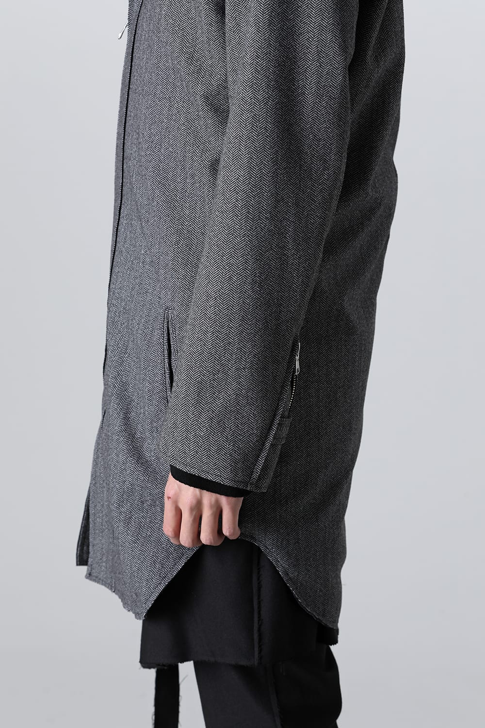 Convertible Rider-Sleeveless Coat Herringbone