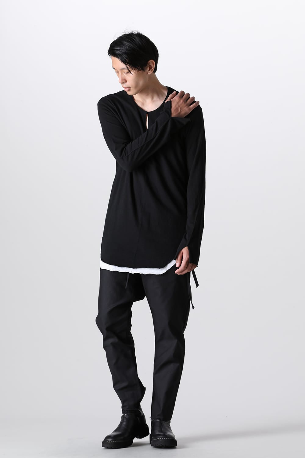 LAYERED TUNIC CUTSEW Black/White