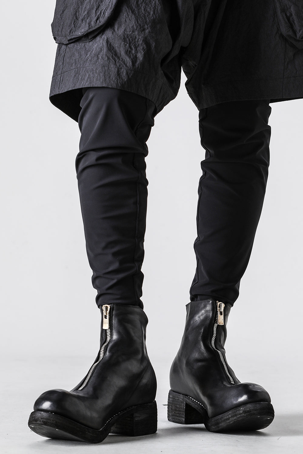 Front Zip Double Sole Boots  - Horse Full Grain Leather