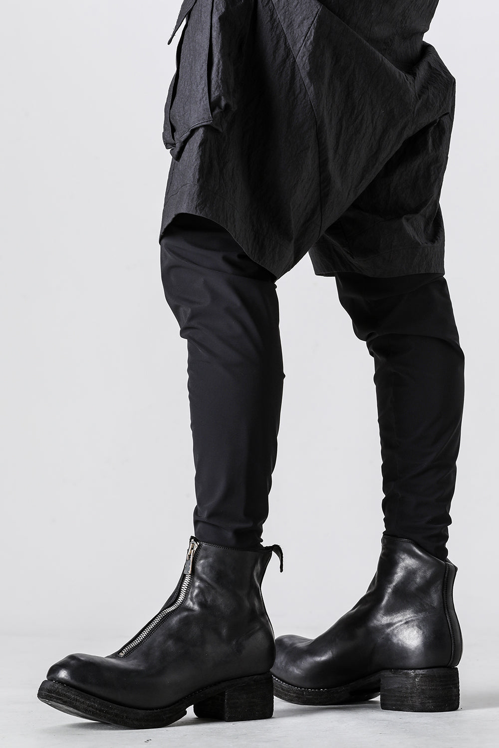 Front Zip Double Sole Boots  - Horse Full Grain Leather