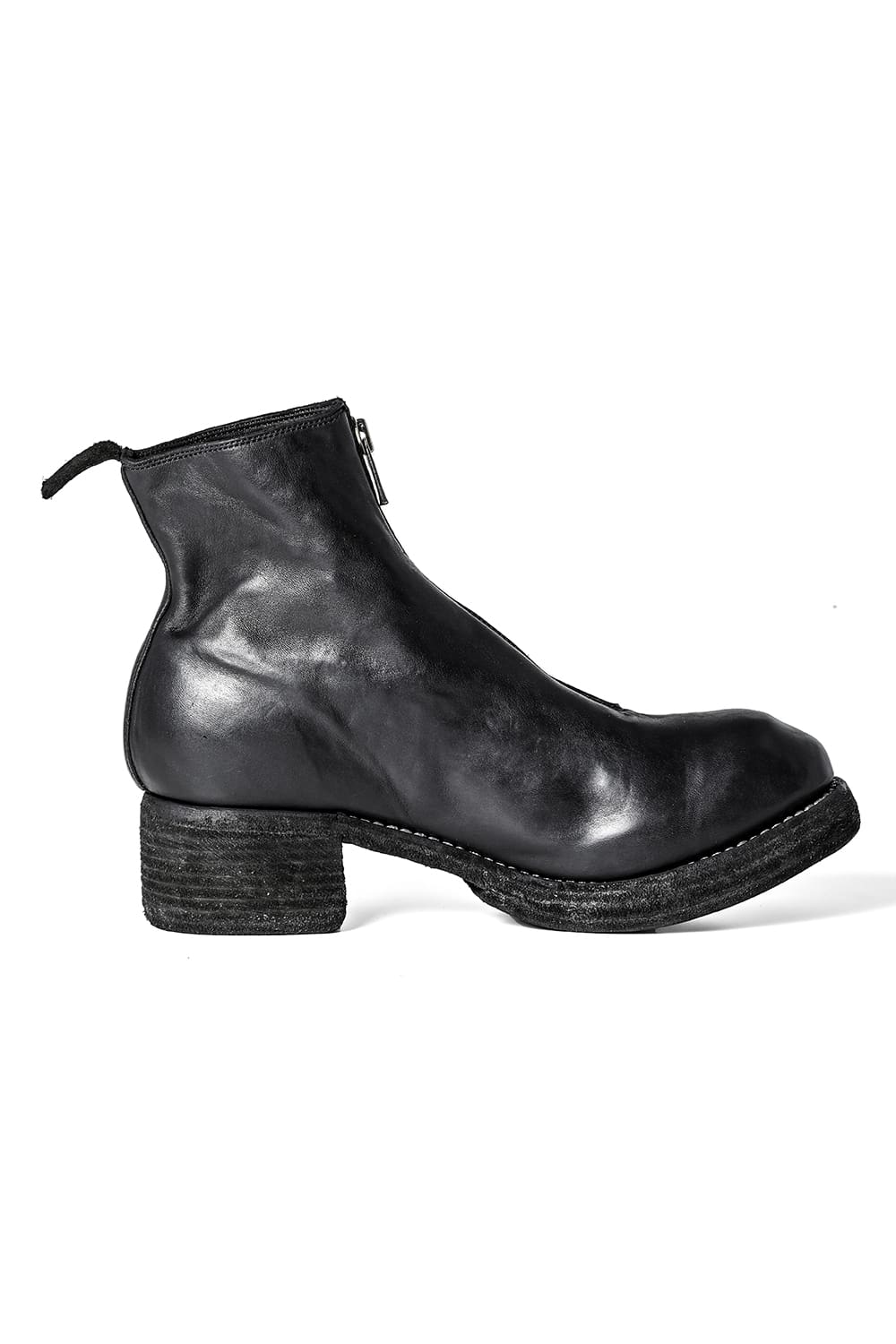 Front Zip Double Sole Boots  - Horse Full Grain Leather