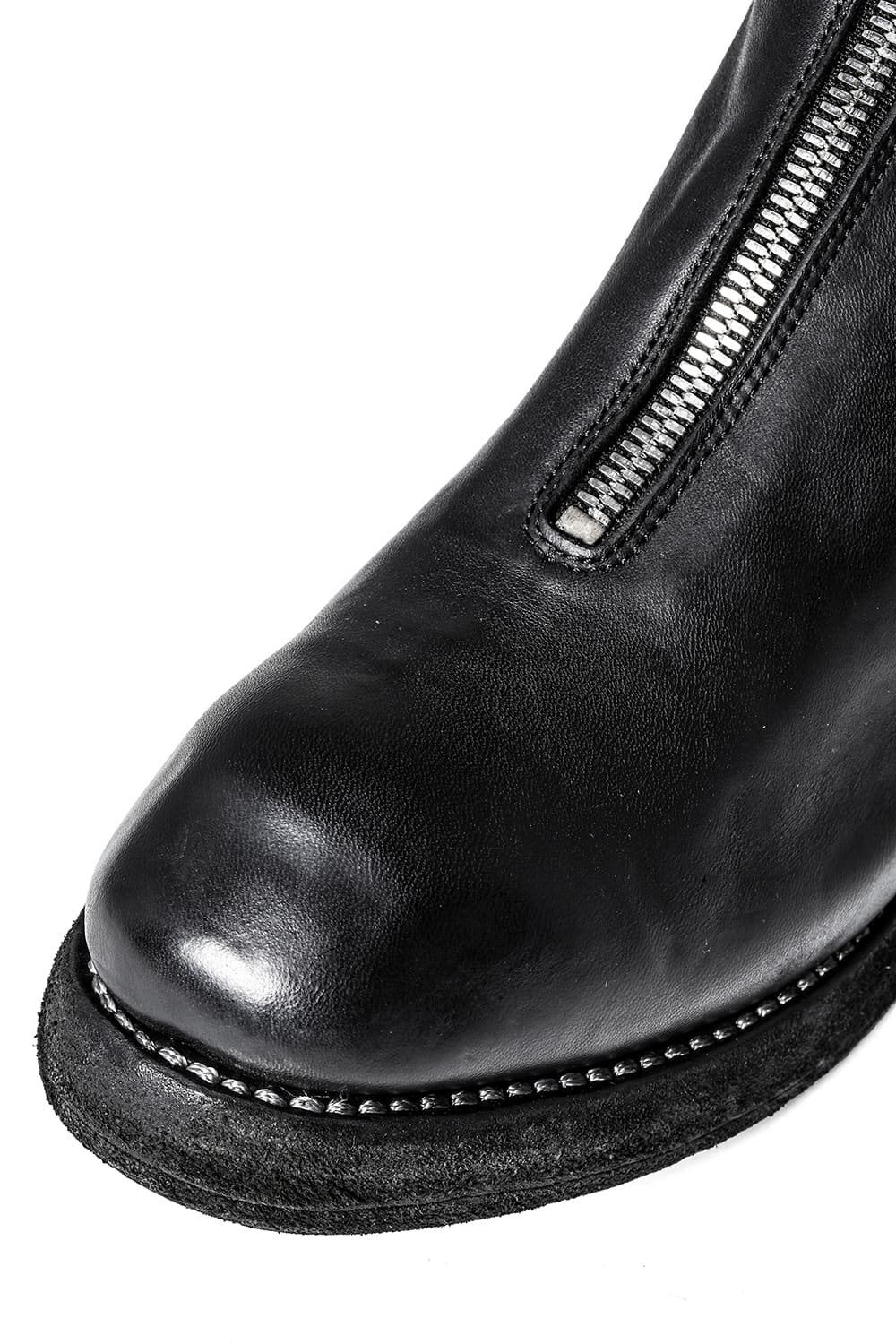 Front Zip Double Sole Boots  - Horse Full Grain Leather