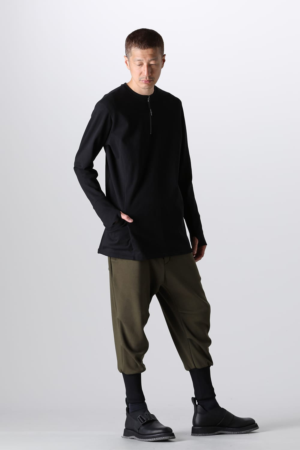 Henry Zip Up Jersey Black