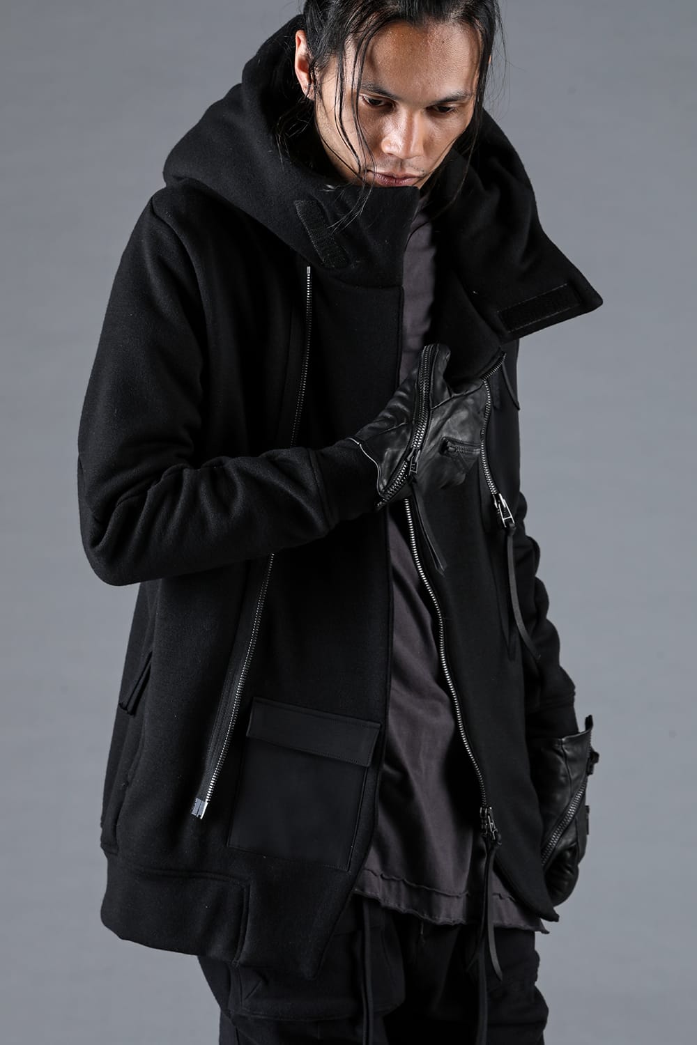 Wool Untwisted Yarn Backed Double-breasted Hooded Jacket