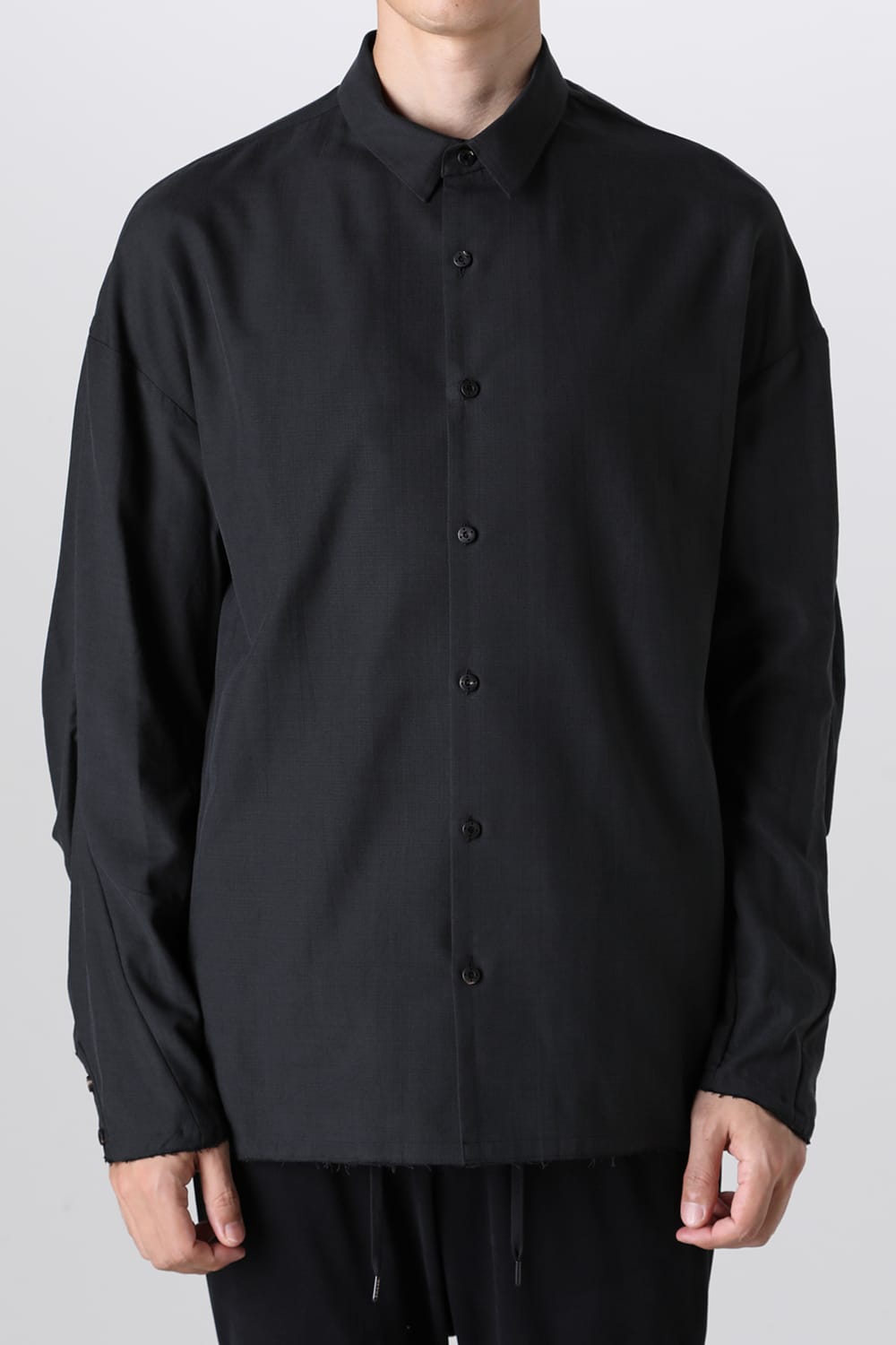 シャツ ルーズフィット サンドブラスト シルク コットン