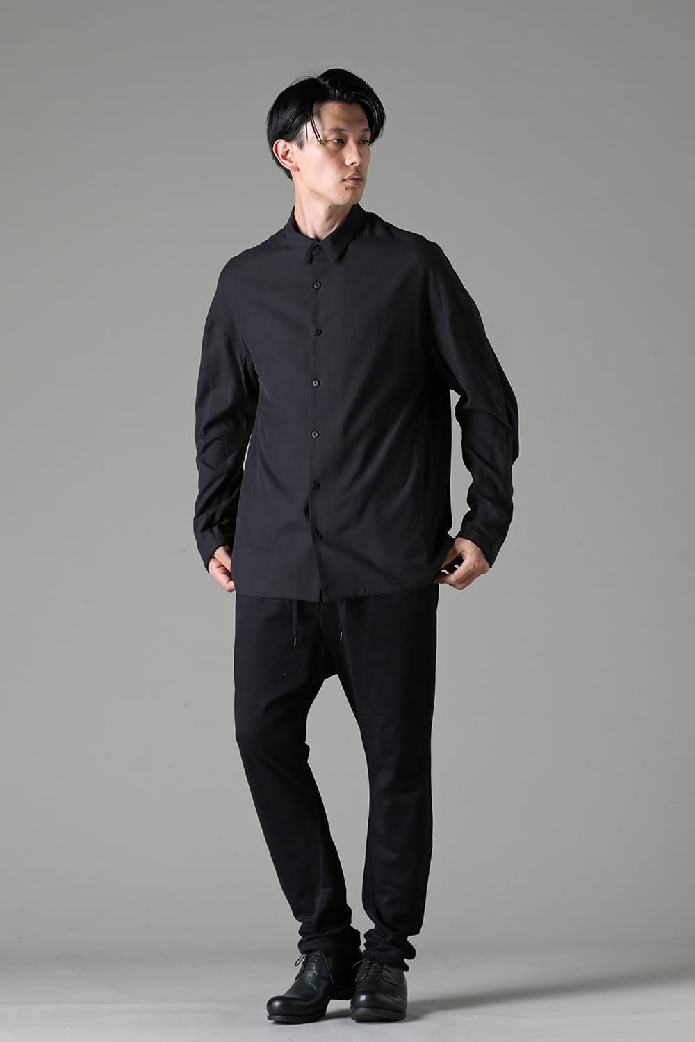 シャツ ルーズフィット サンドブラスト シルク コットン