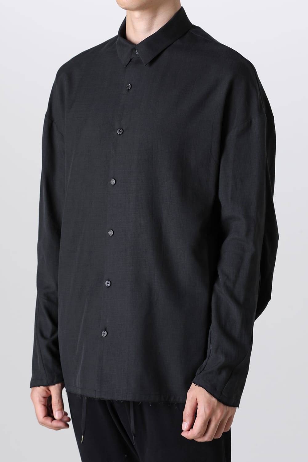 シャツ ルーズフィット サンドブラスト シルク コットン