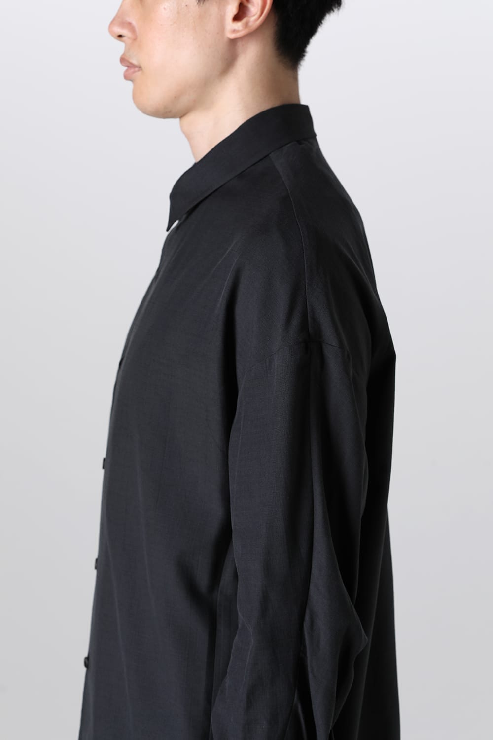 シャツ ルーズフィット サンドブラスト シルク コットン