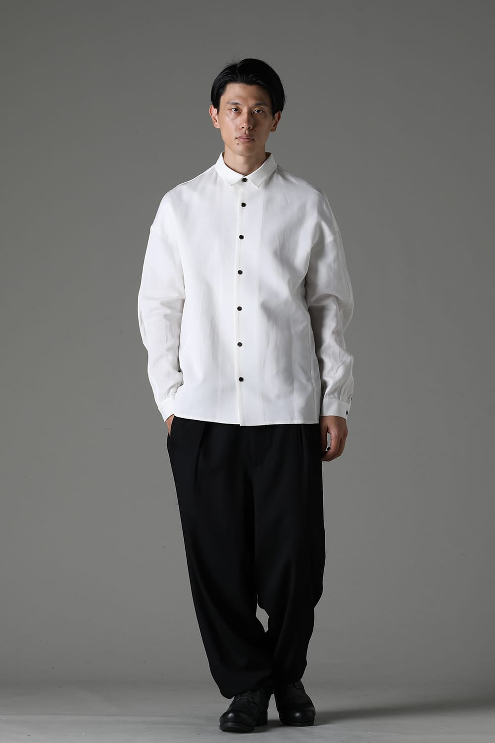 シャツ ルーズフィット コットン リネン ホワイト