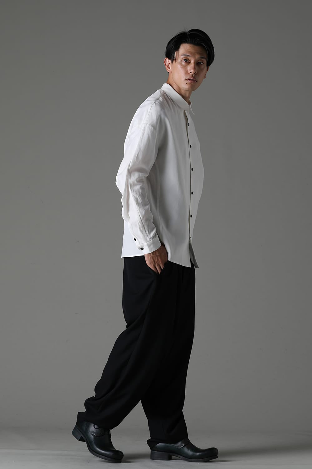 シャツ ルーズフィット コットン リネン ホワイト