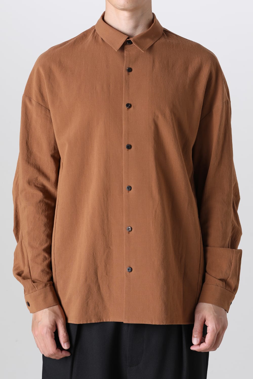 シャツ ルーズフィット コットン リネン ウィスキー