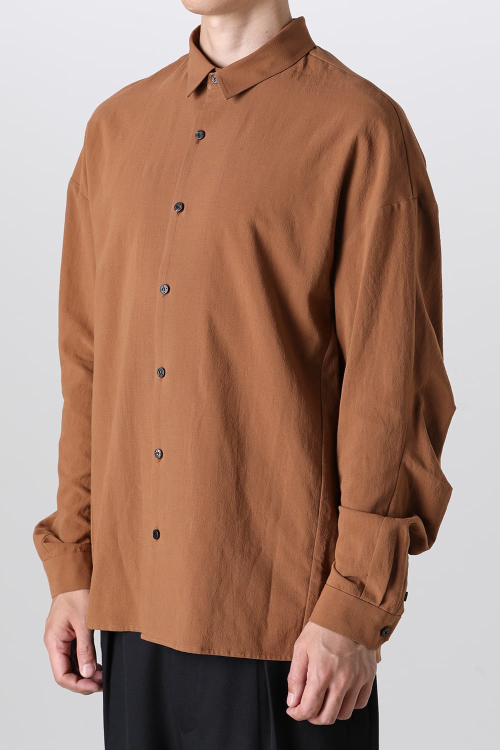 シャツ ルーズフィット コットン リネン ウィスキー