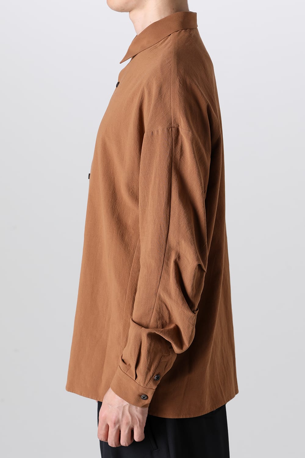 シャツ ルーズフィット コットン リネン ウィスキー