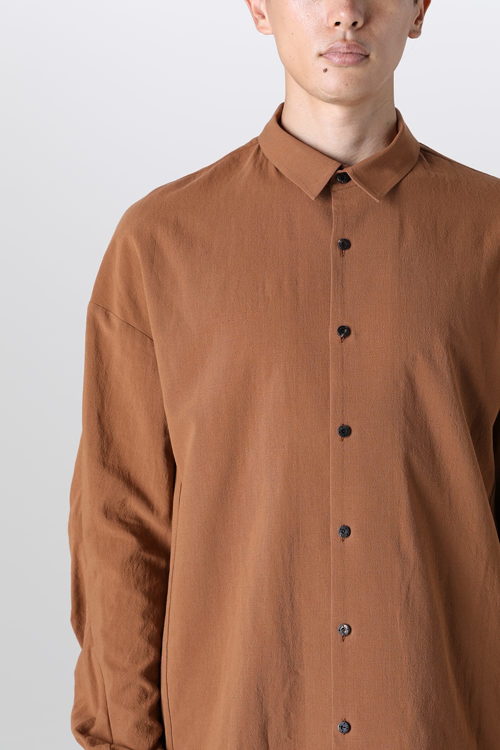 シャツ ルーズフィット コットン リネン ウィスキー