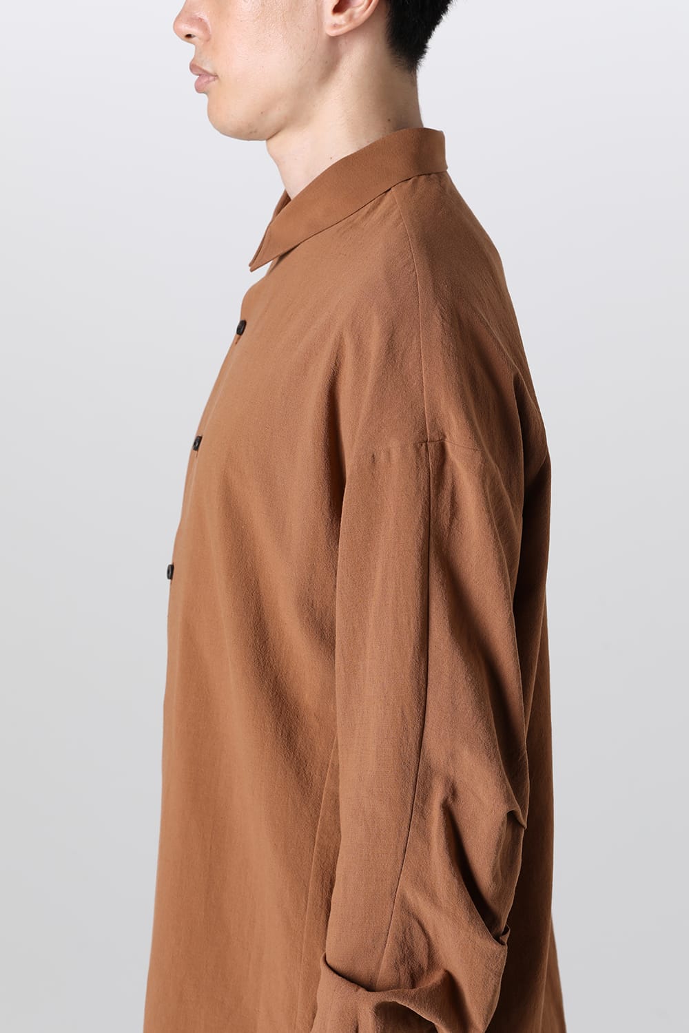 シャツ ルーズフィット コットン リネン ウィスキー