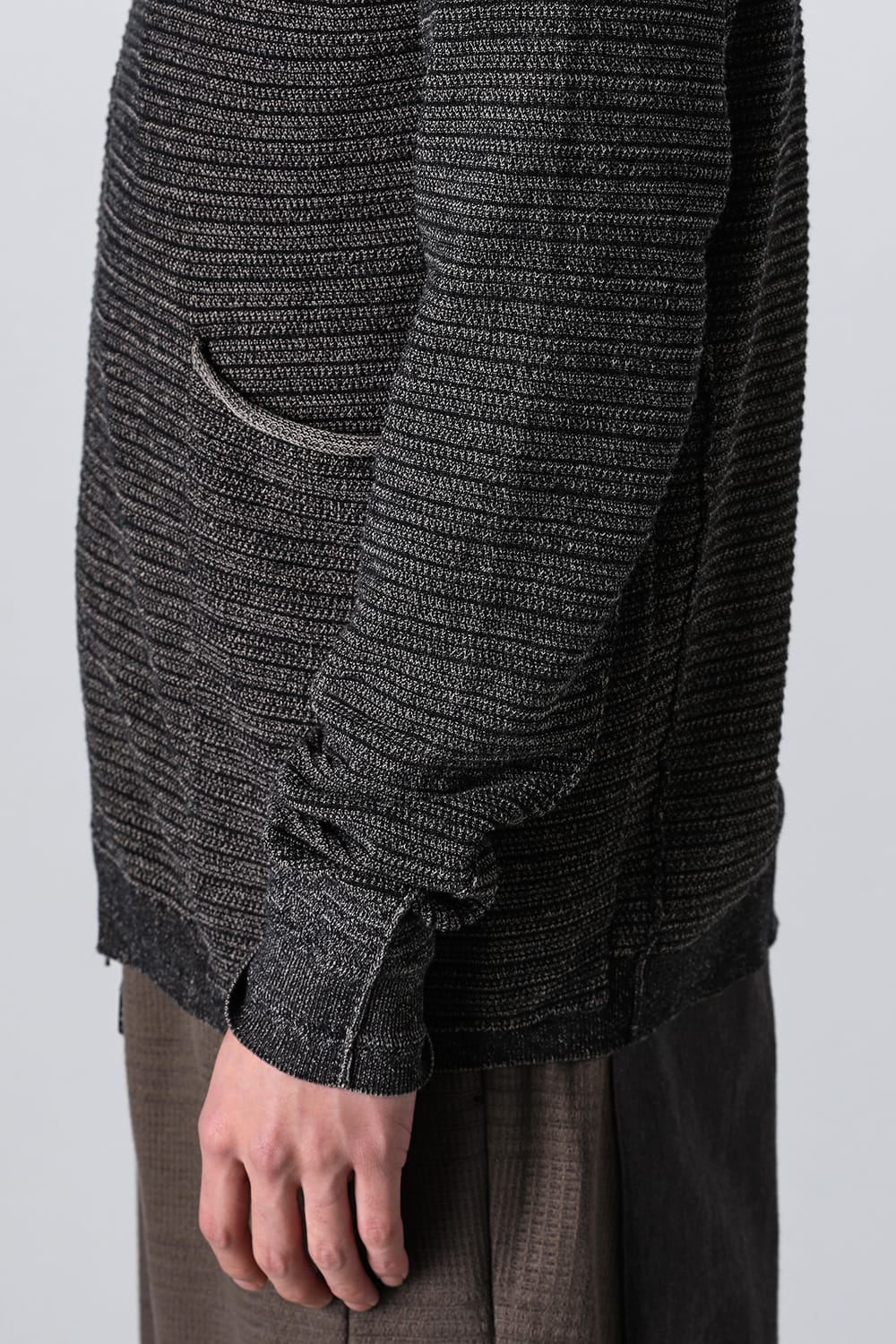 Knit jacket High twist cotton stripe Black