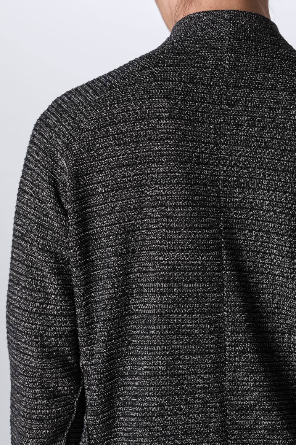 Knit jacket High twist cotton stripe Black