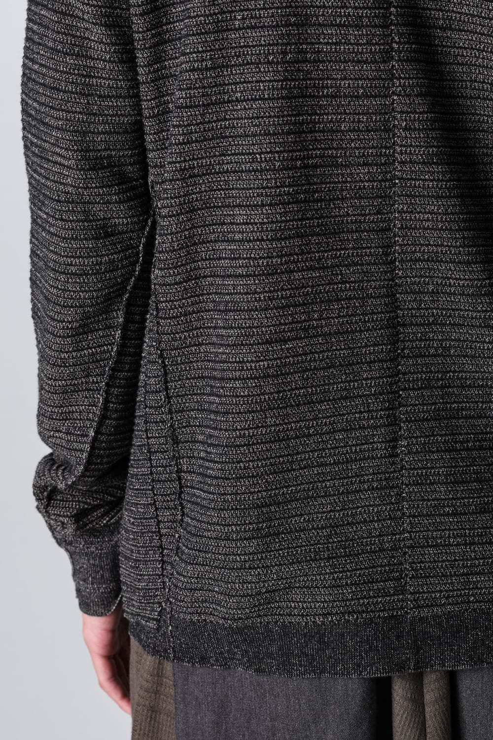 Knit jacket High twist cotton stripe Black