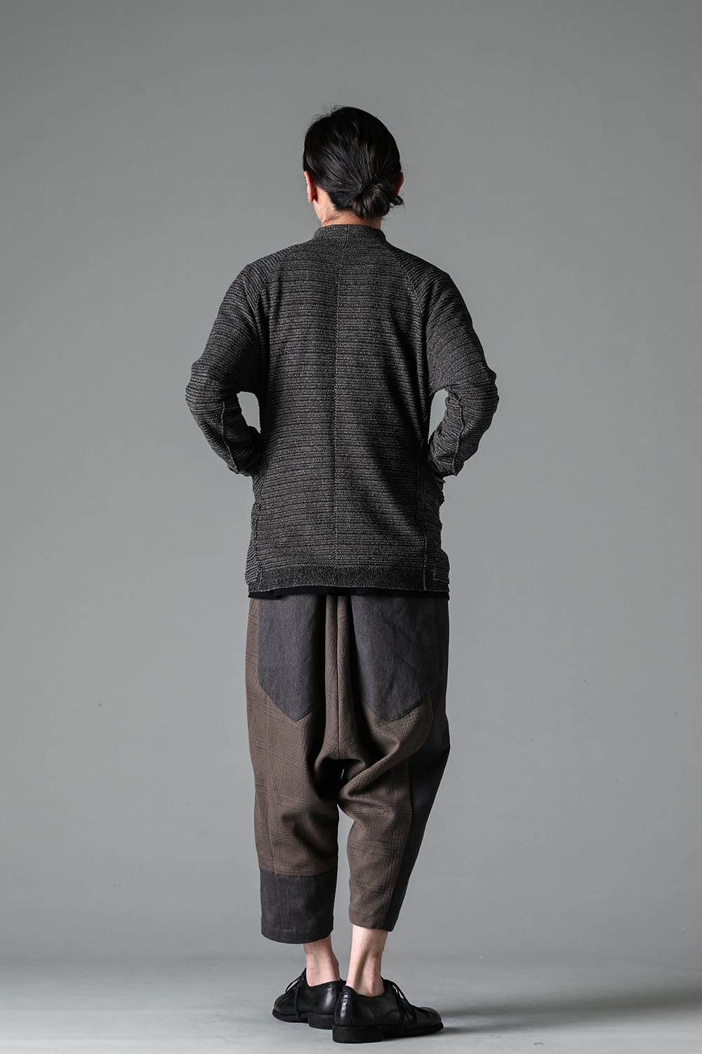 Knit jacket High twist cotton stripe Black